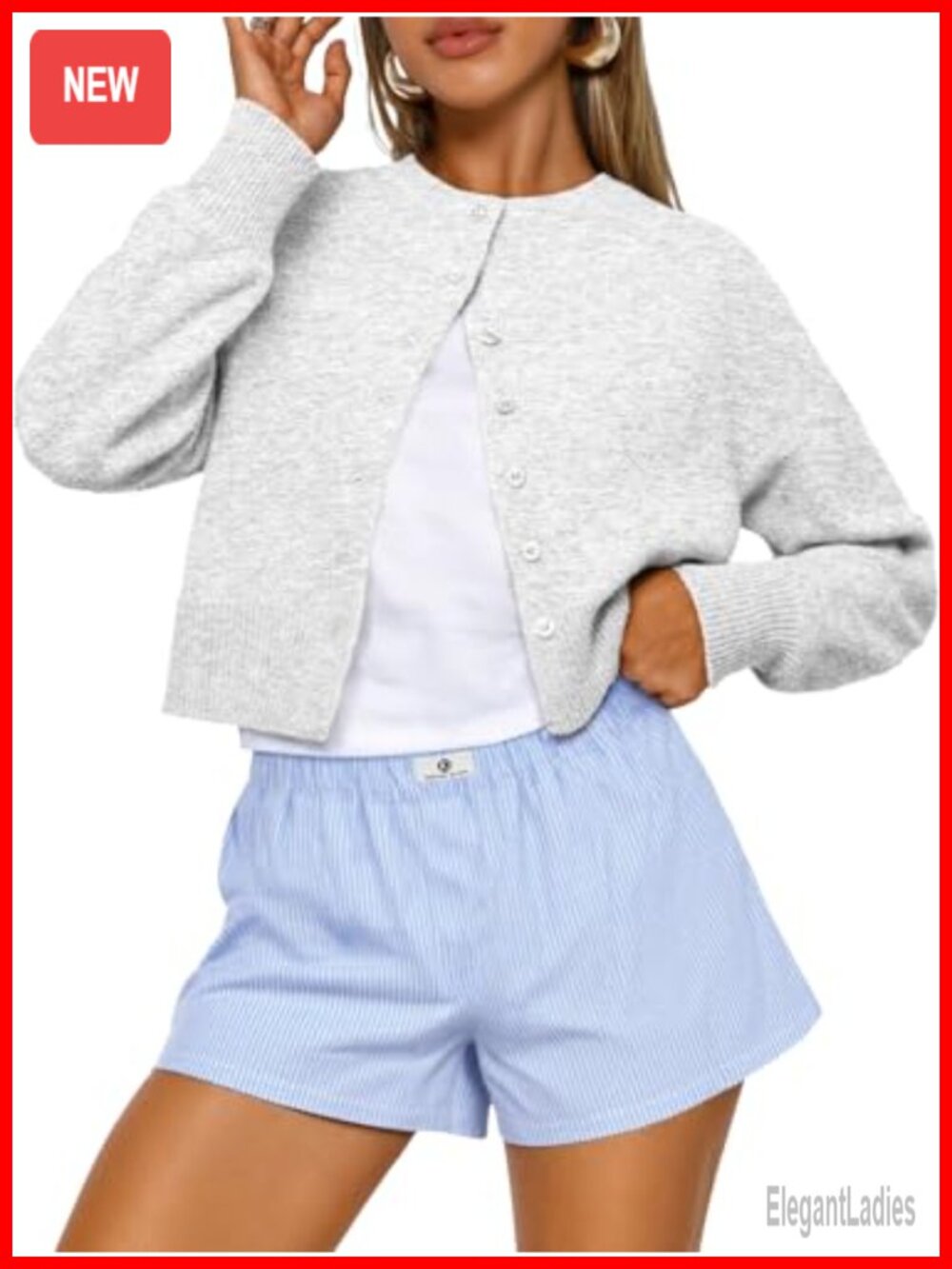 Cropped Cardigan Sweater Women Lightweight Knit Button Front